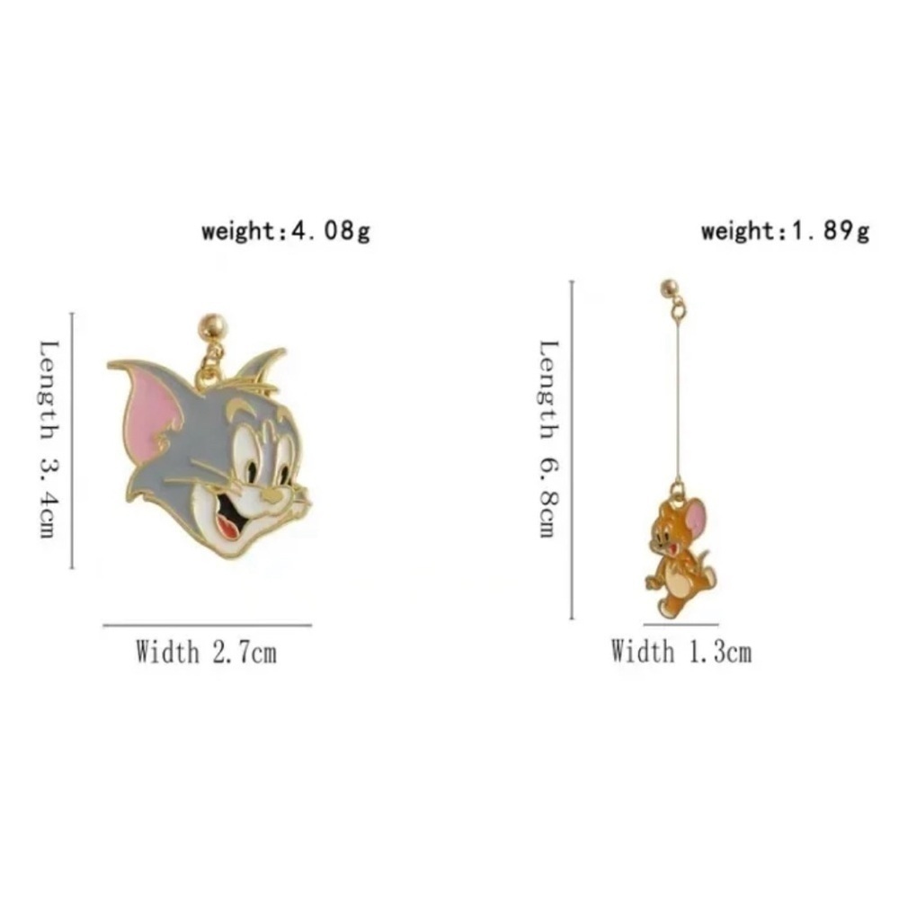 3 For $35 Tom & Jerry Classic Cartoon Gold Tone Stud Mismatch Earrings - Picture 5 of 5